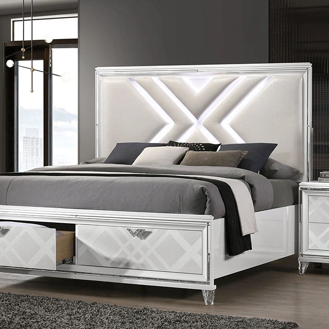Emmeline Bed Silver & White