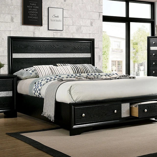 CHRISSY E.King, Full, & Queen Bed White, Grey, & Black