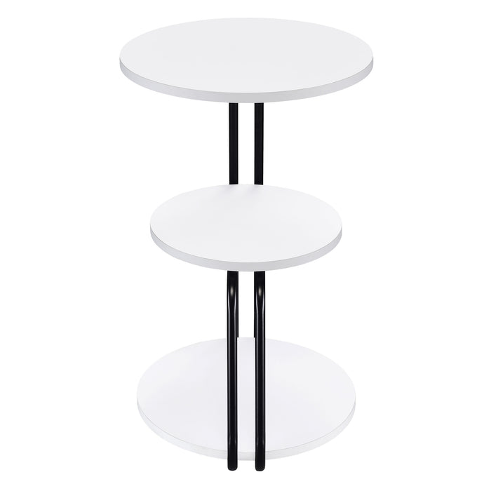 Hilly 3-tier Round Side Table White and Black