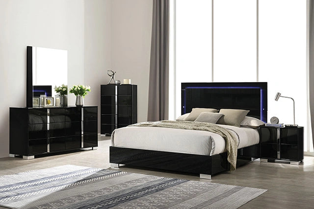 Sinistra E.King & Queen Bed White, Black & Beige