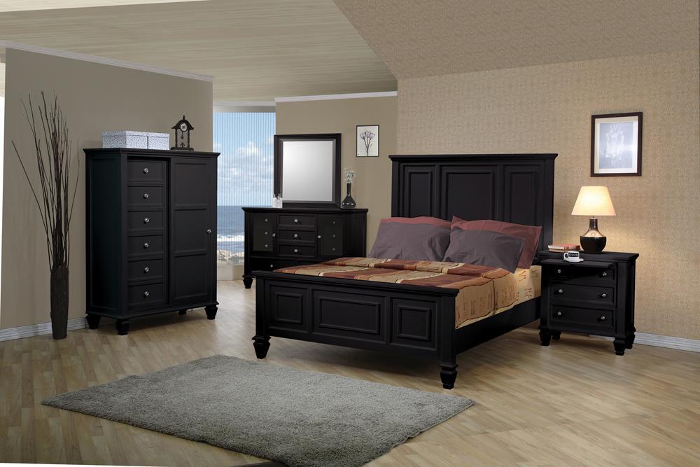 Sandy Beach Eastern King Panel Bed with High Headboard Black