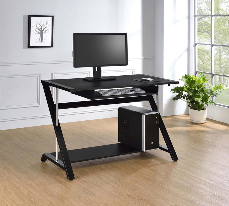 Mallet Computer Desk with Bottom Shelf Black