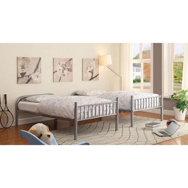 RAINBOW Silver Metal Twin/Twin Bunk Bed