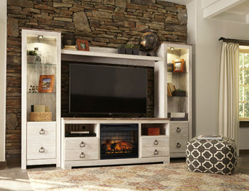 Willowton 4-Piece Entertainment Center with Electric Fireplace