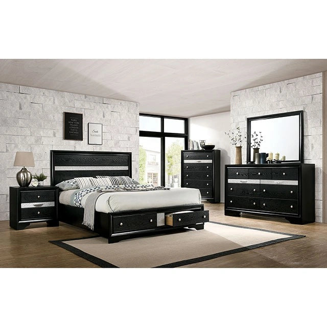 CHRISSY E.King, Full, & Queen Bed White, Grey, & Black