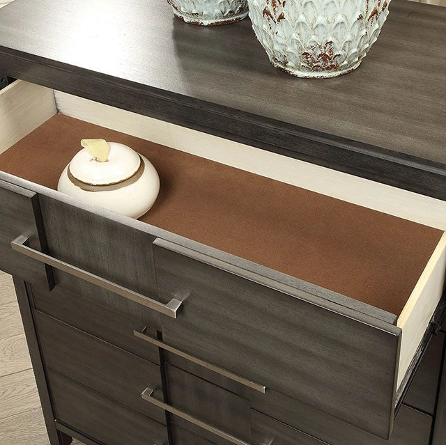 Berenice Espresso Night Stand White, Gray, & Espresso
