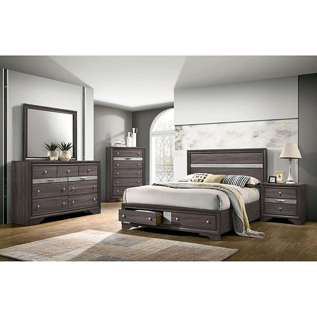 CHRISSY E.King, Full, & Queen Bed White, Grey, & Black