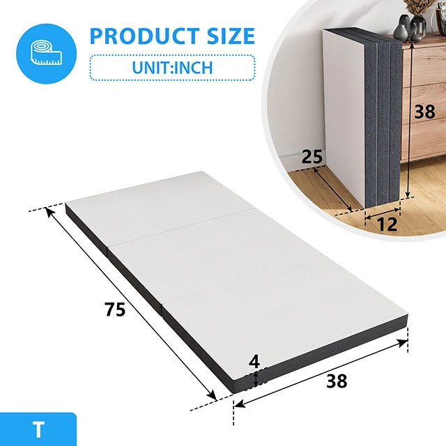 Hollyhock 4" Twin Tri-Fold Memory Foam Topper