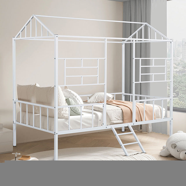 Rhonda Twin Loft Bed White, Silver, & Black